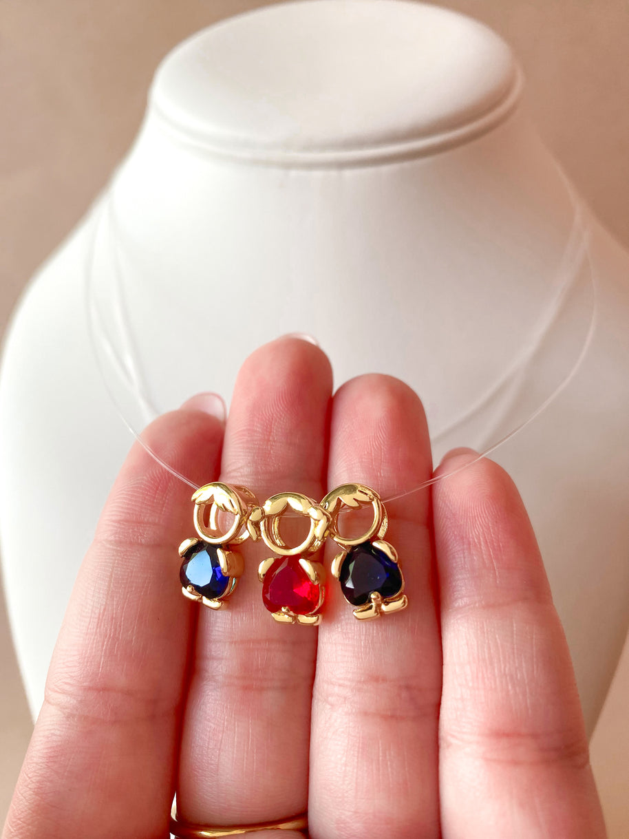 Red and Blue Kids Charms Ghost Necklace