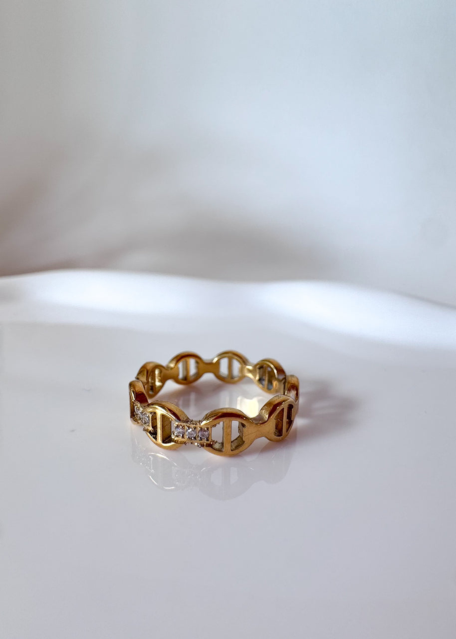 Gold and Shiny Links Style Steel Ring