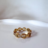 Gold and Shiny Links Style Steel Ring