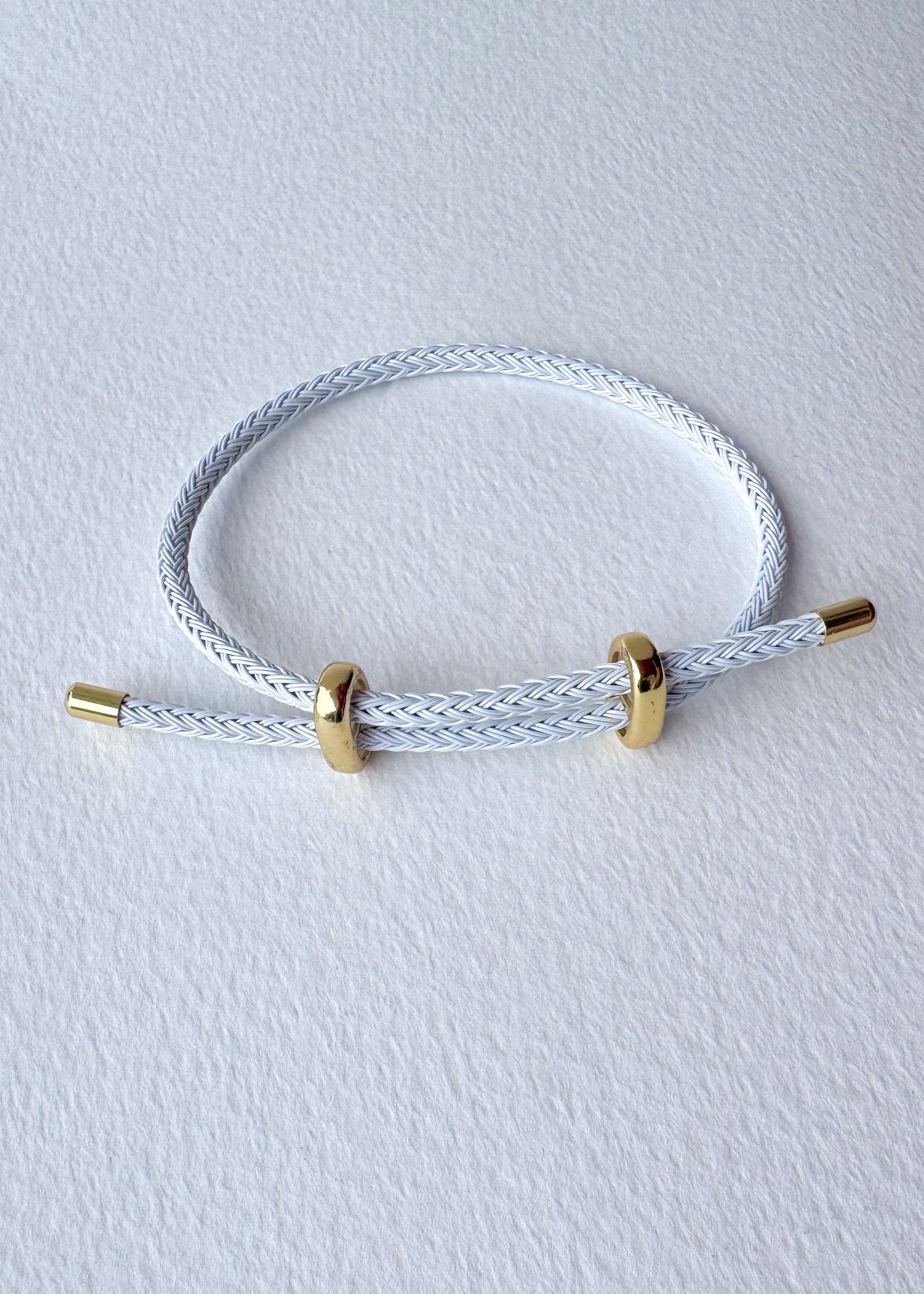 White, Blue and Gold 2 Styles of Leather Adjustable Bracelets