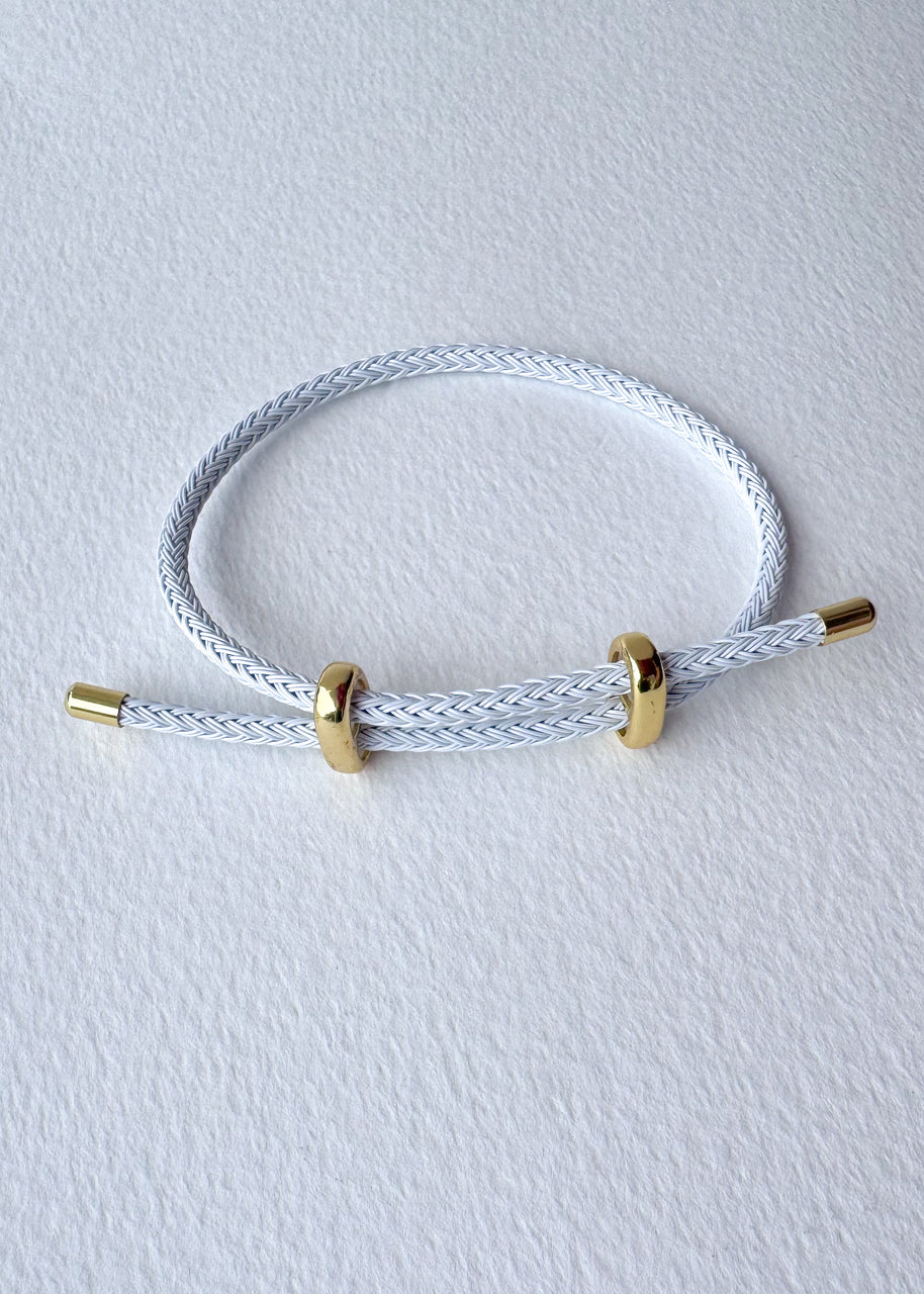 White, Blue and Gold 2 Styles of Leather Adjustable Bracelets