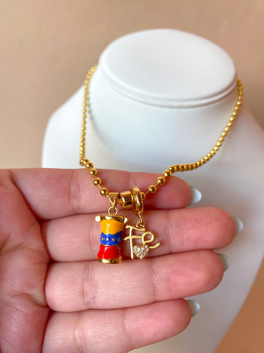 Venezuelan Greca and Faith Charms Necklace