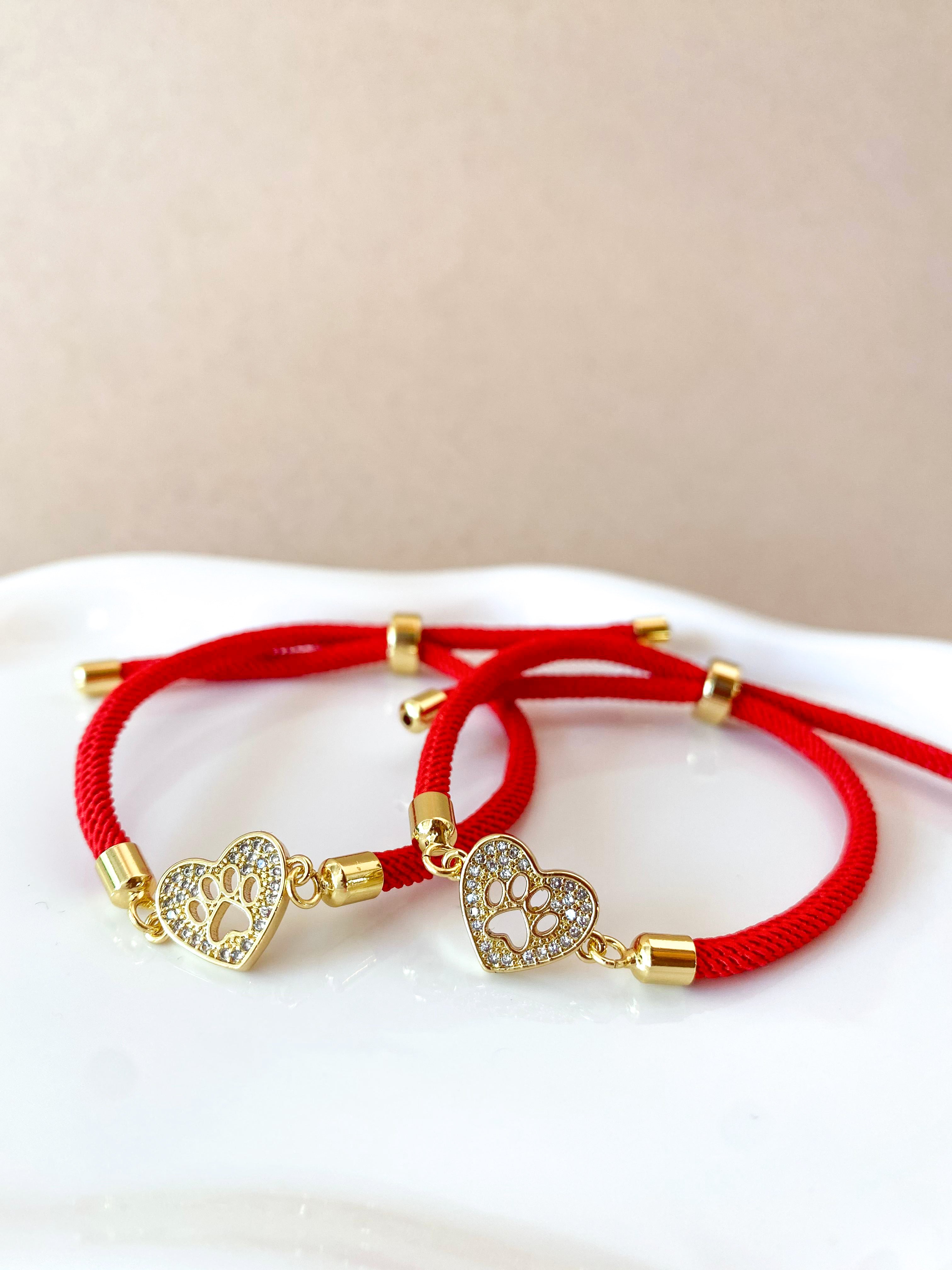 Shiny Dog Paw 🐾 Charm Red Bracelet