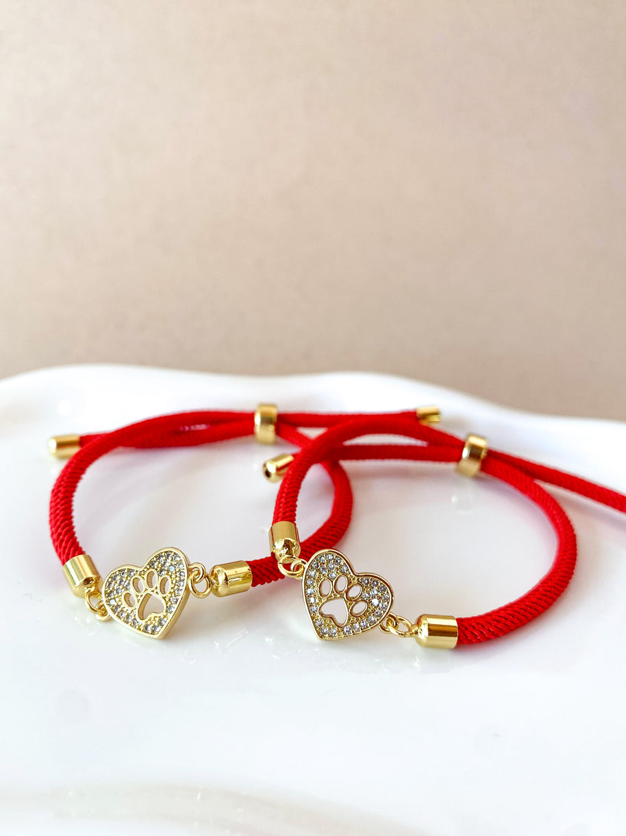 Shiny Dog Paw 🐾 Charm Red Bracelet