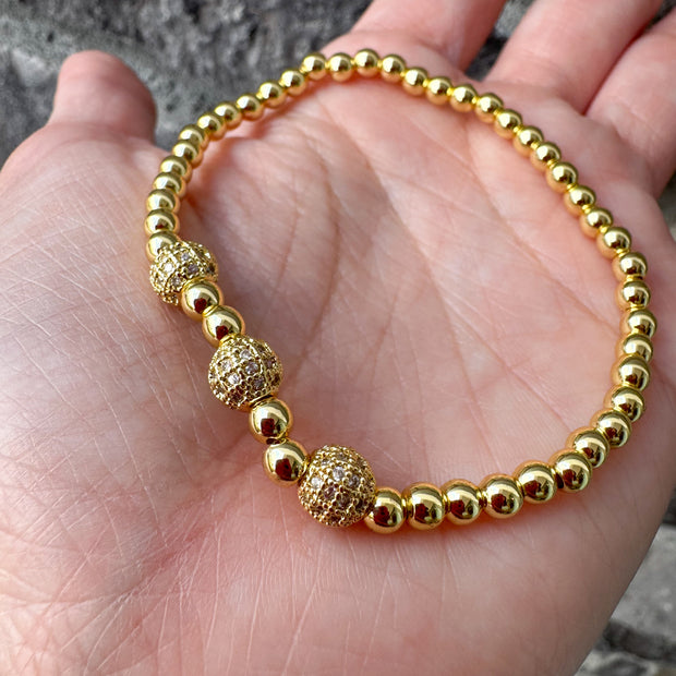 Silver & Gold Fire Balls Elastic Bracelets