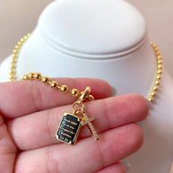 Black Bible Verse and Cross Necklace