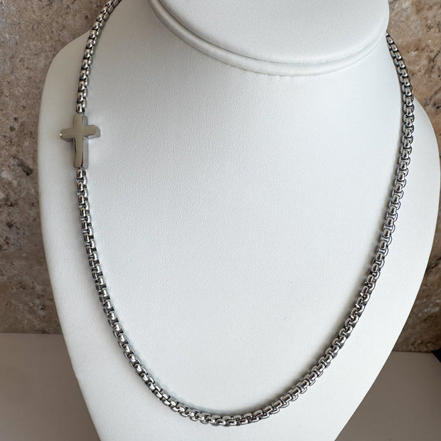 Silver Cross Style Large Necklace