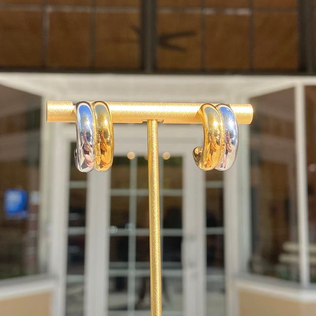 2 Gold Medium Steel Earrings