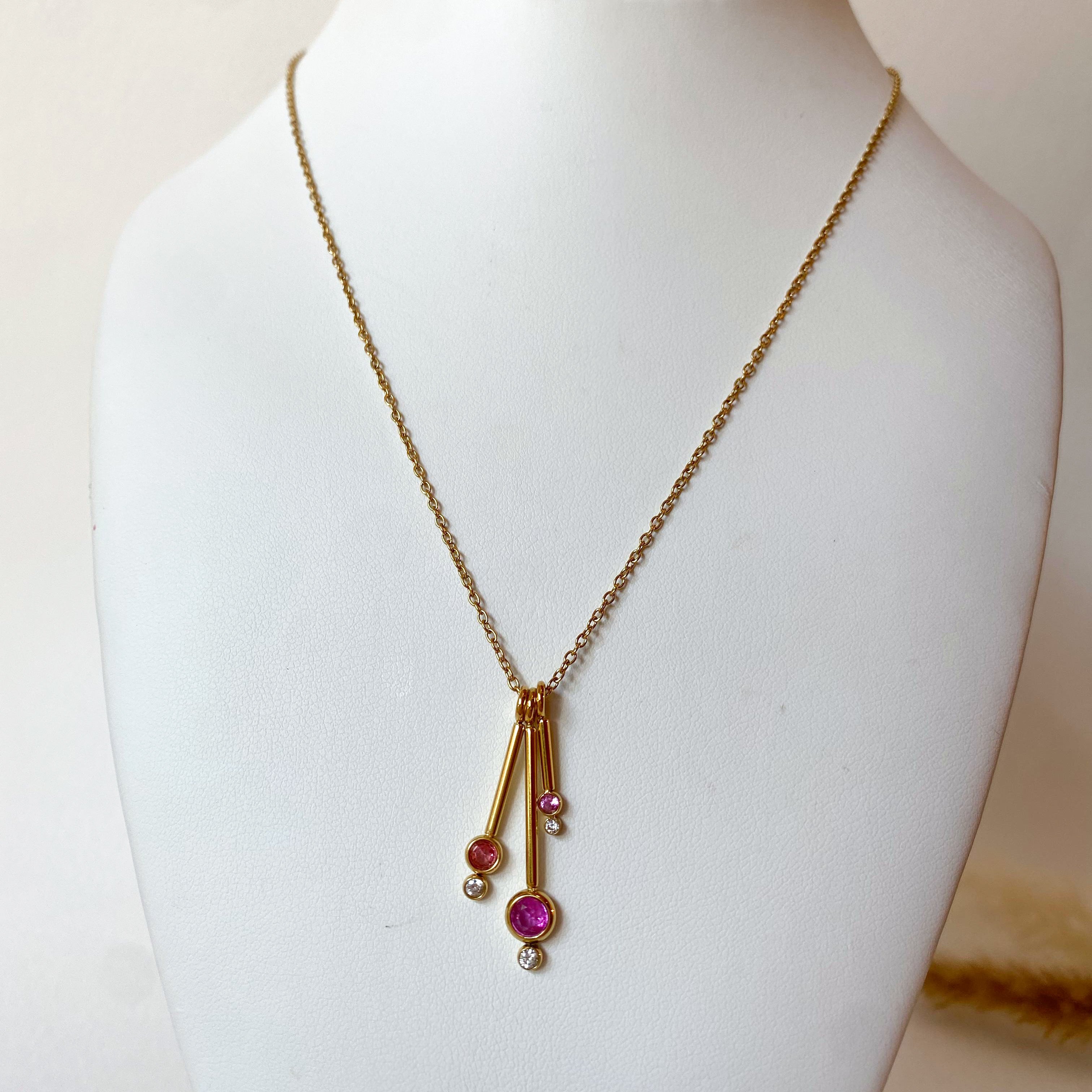 Pink Crystals Steel Necklace or Hoops