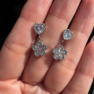 Silver Heart & Flowers Steel Earrings