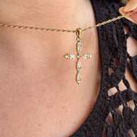 Golden Cross Crystal Steel Necklace