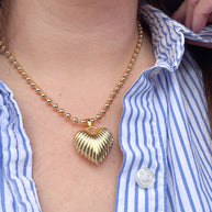 Big Golden Textured Heart Necklace