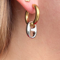 2 Gold Big Coffee Grain Steel Hoops