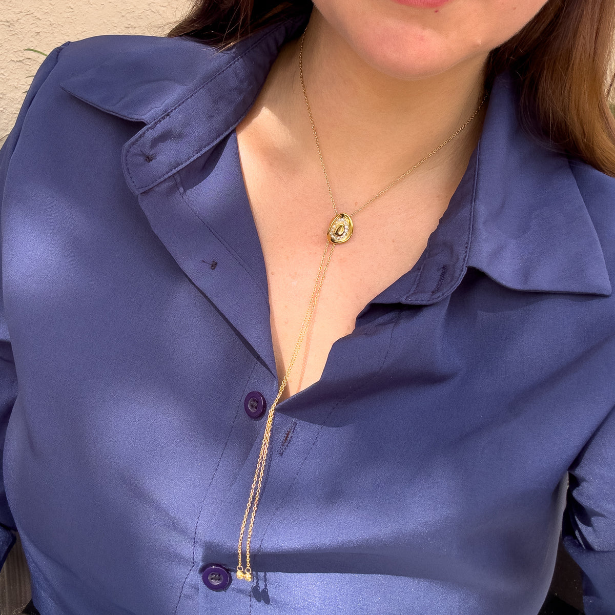 Golden Cowboy Y Style Adjustable Chain Steel Necklace