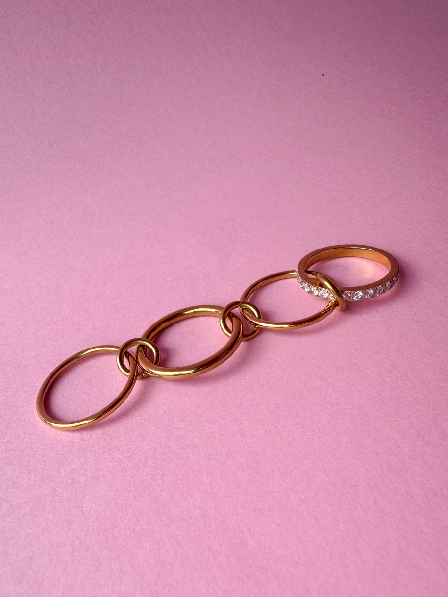 4 Layers Golden & Little Zircons Ring