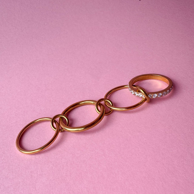 4 Layers Golden & Little Zircons Ring