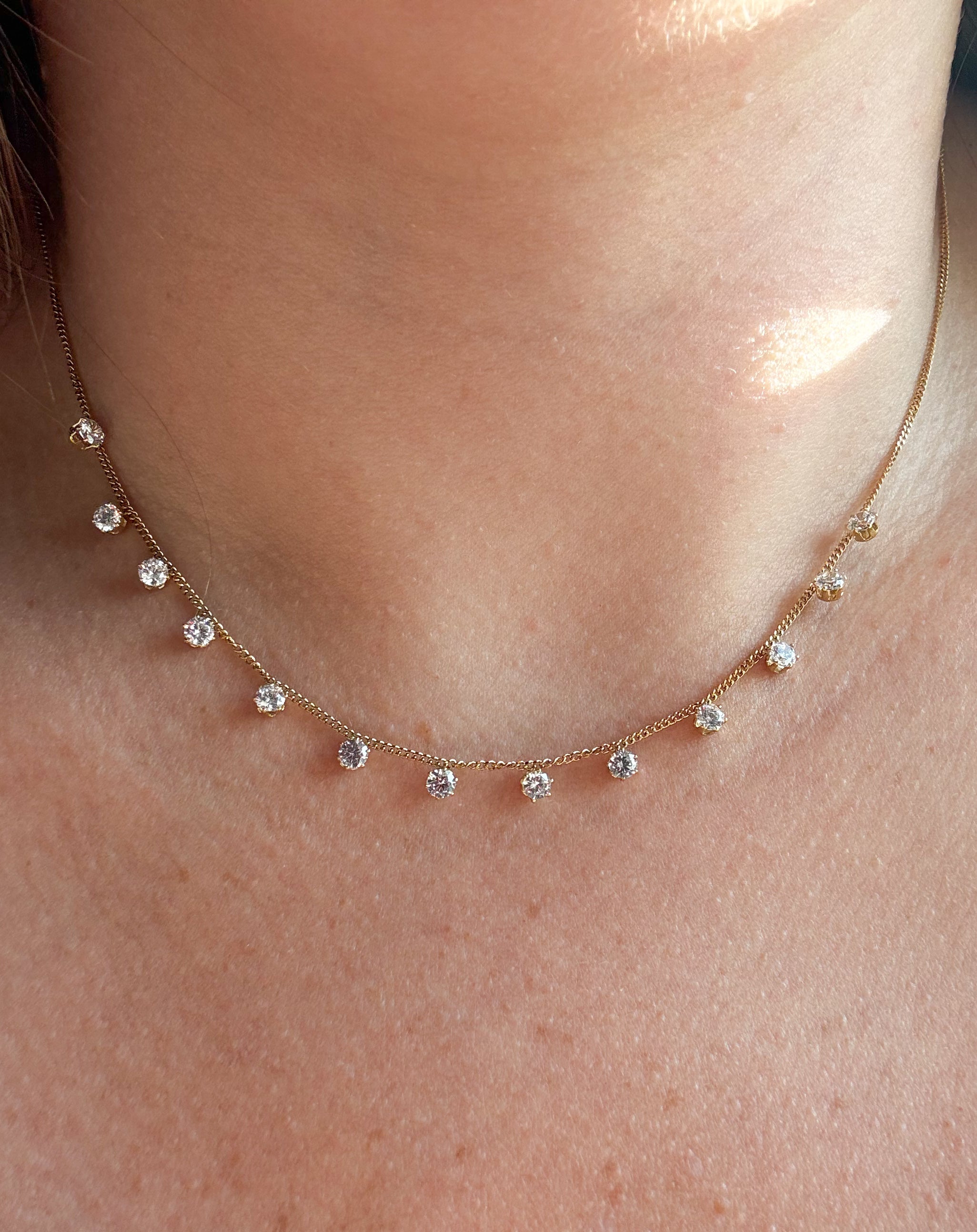 Mini Crystal Golden Steel Necklace