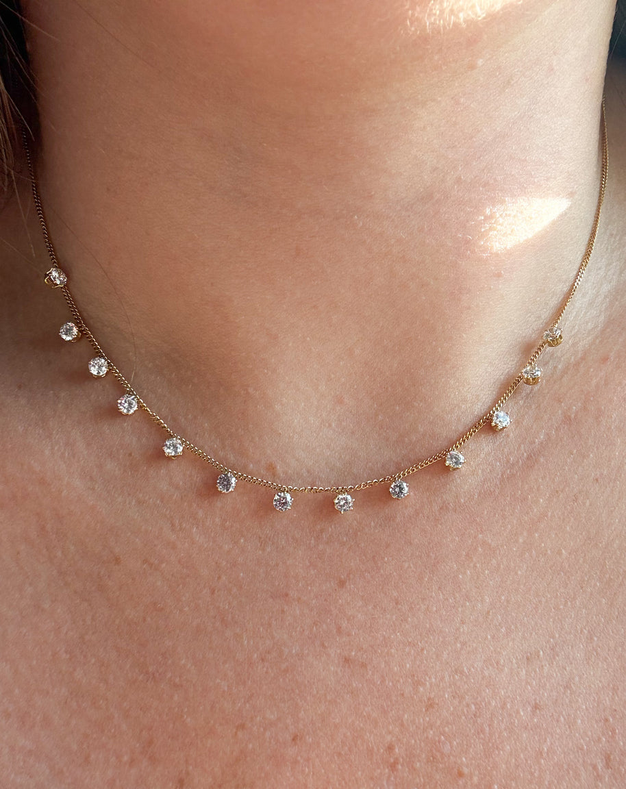 Mini Crystal Golden Steel Necklace