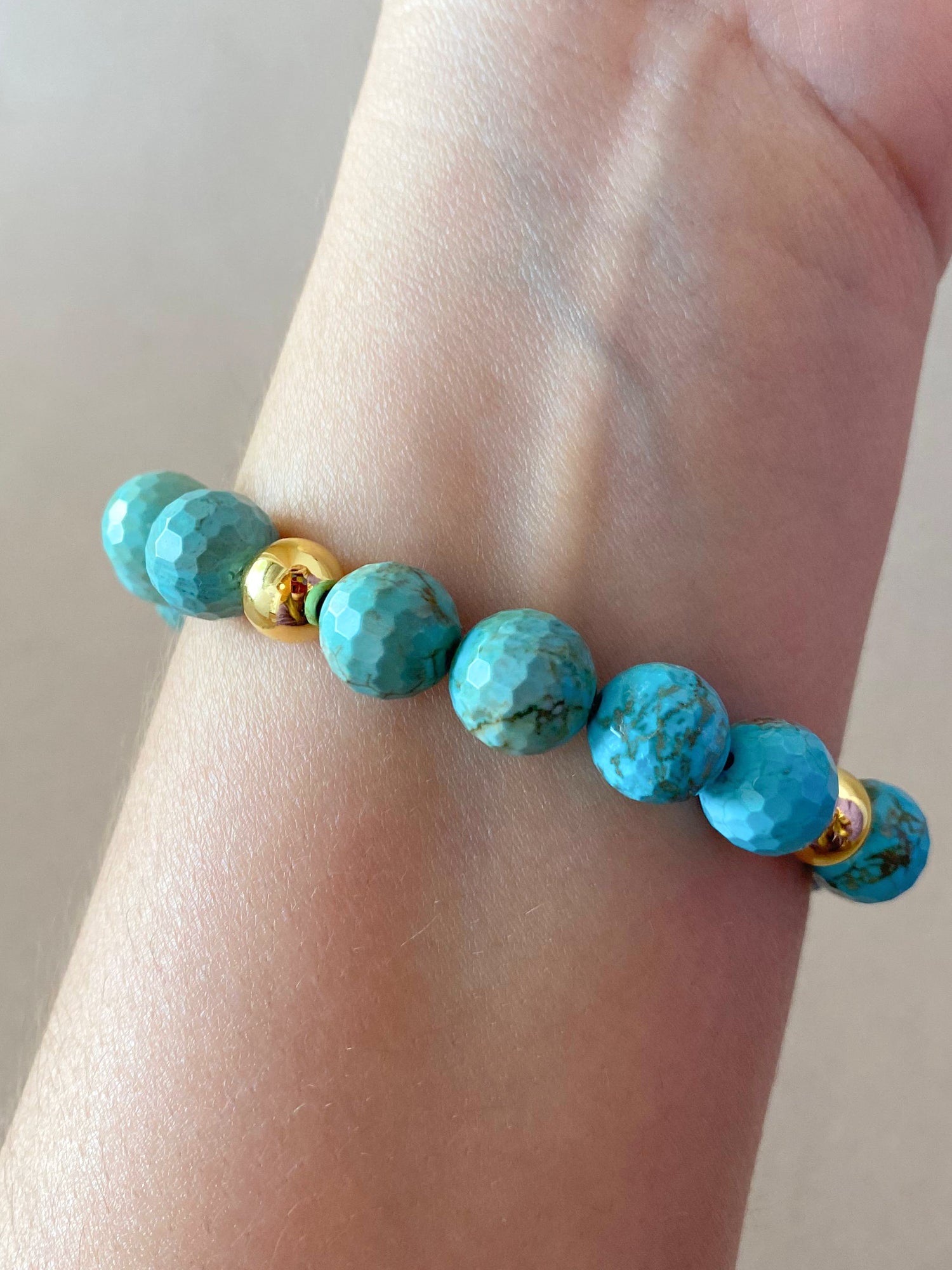 Turquoise Medium Balls Beads Elastic Bracelet