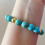 Turquoise Medium Balls Beads Elastic Bracelet