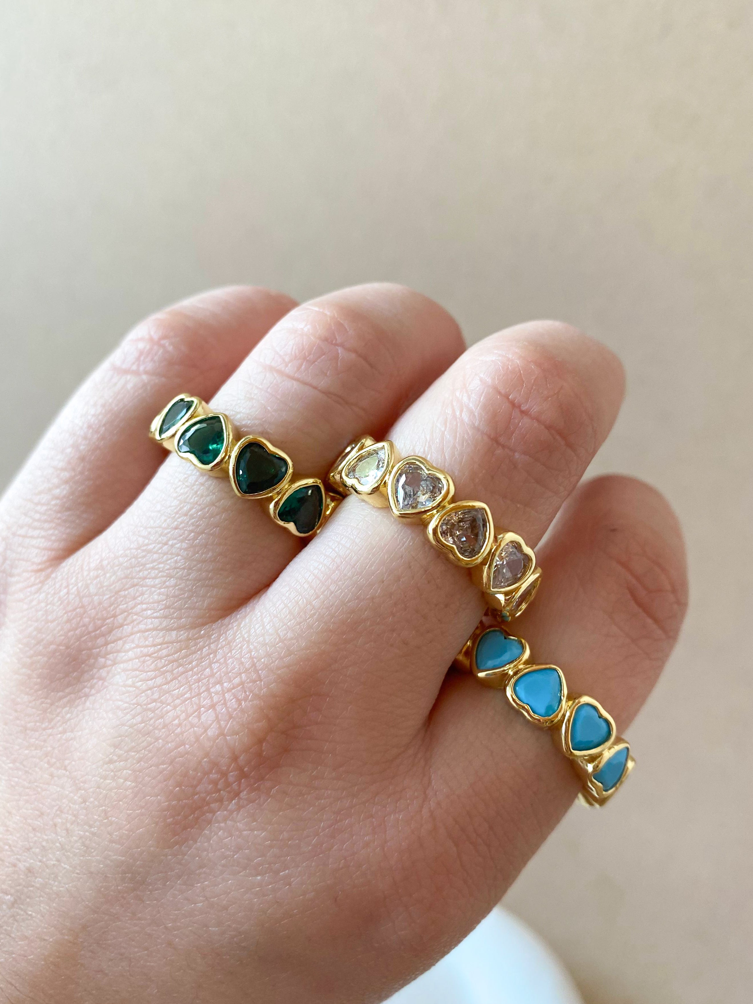 Crystals Hearts Colorful Rings