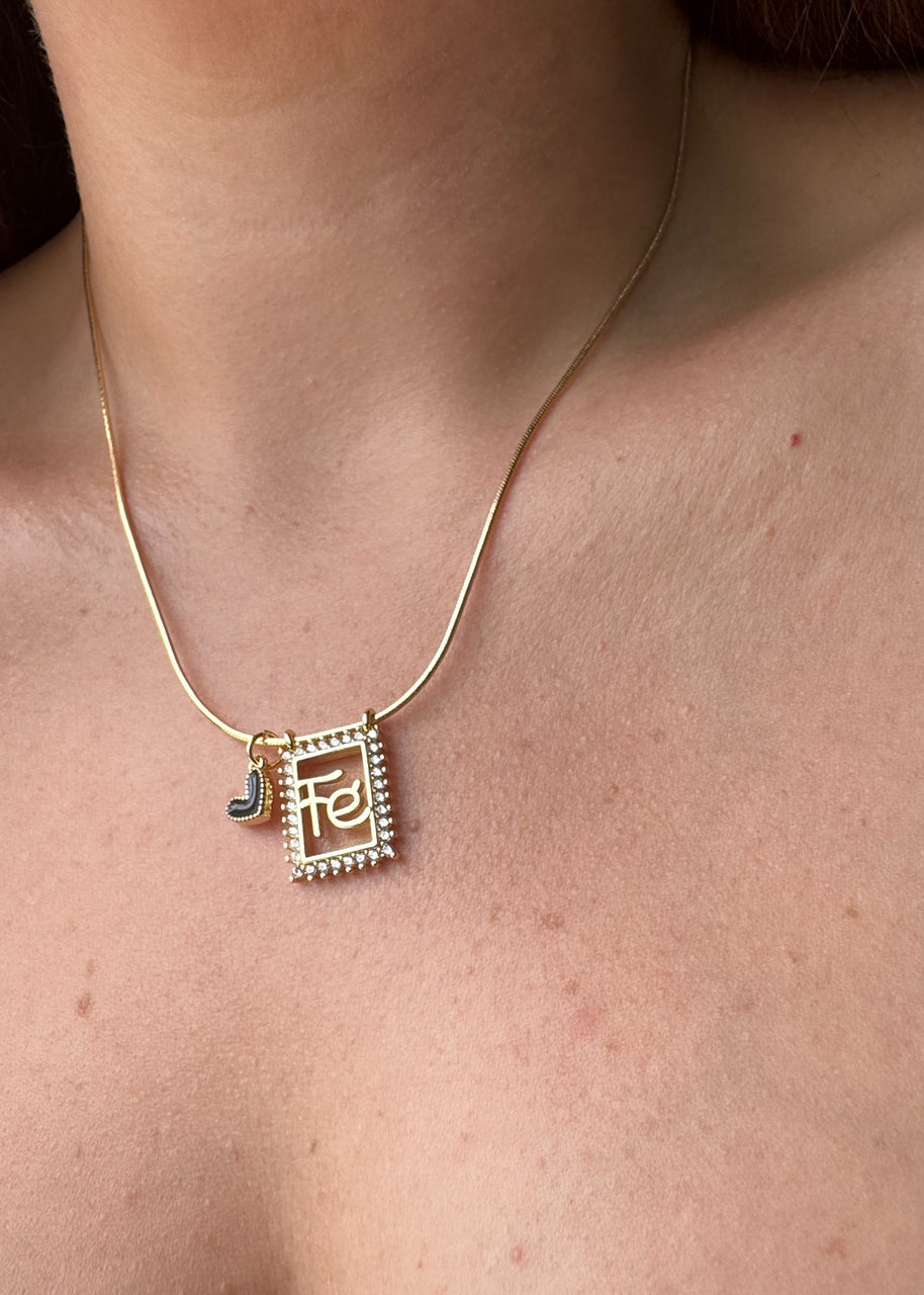 Faith and Black Heart Adjustable Necklace