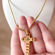 Golden Interlaced Style Cross Large Men Necklace