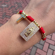 Red Guadalupe Scapular Cross Adjustable Bracelet