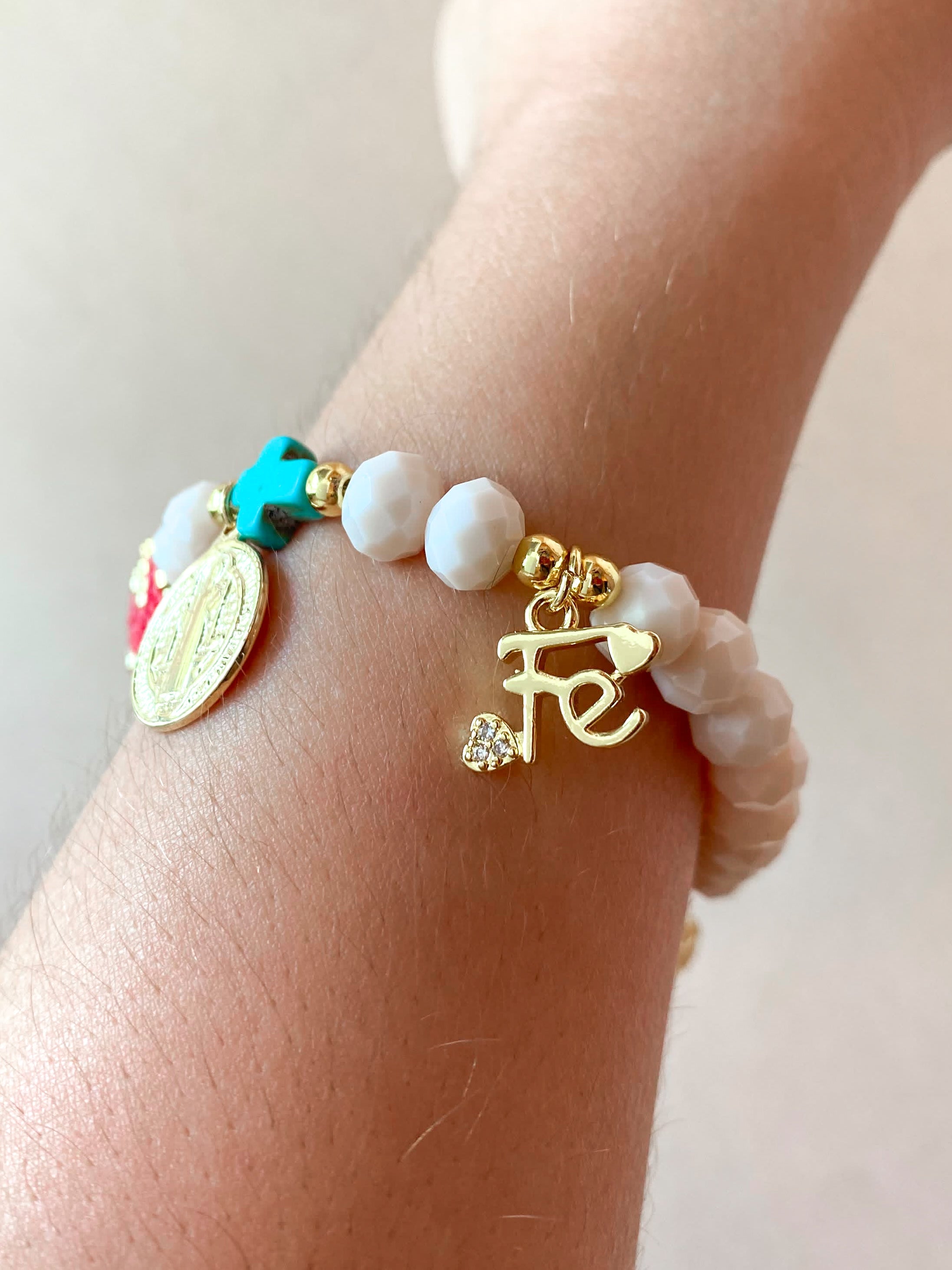St Benedict, Our father and more Religious Charms Bracelet