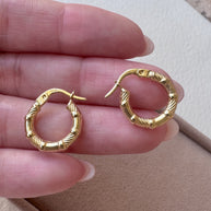 Bambu Style 18k Solid Gold Hoops