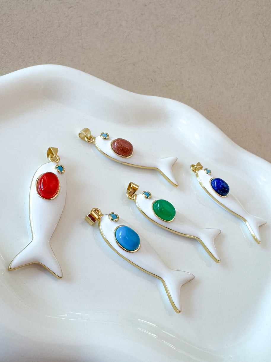 White & Multicolor Fishes Charms