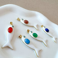 White & Multicolor Fishes Charms