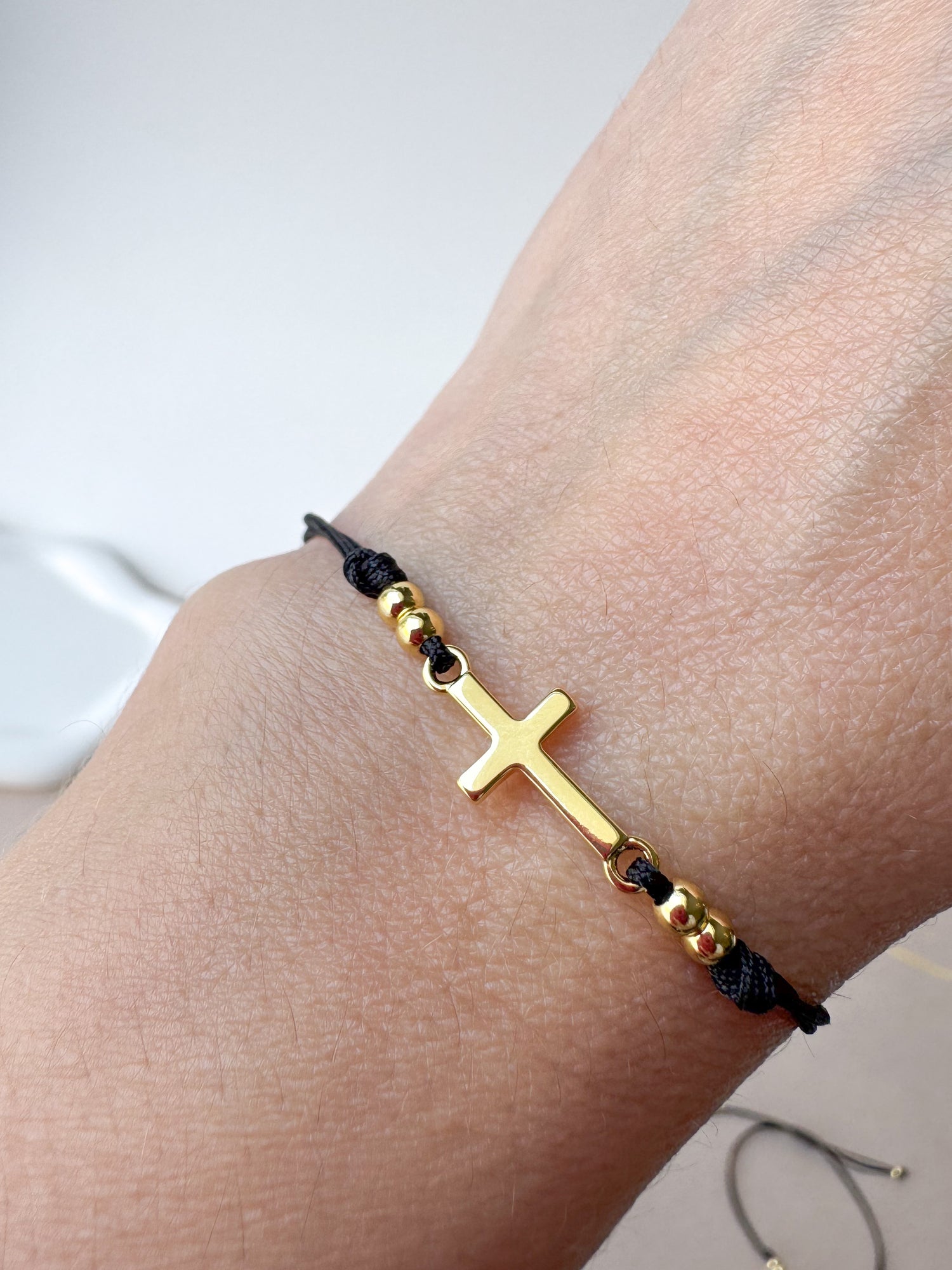 Cross Black Thread Bracelet