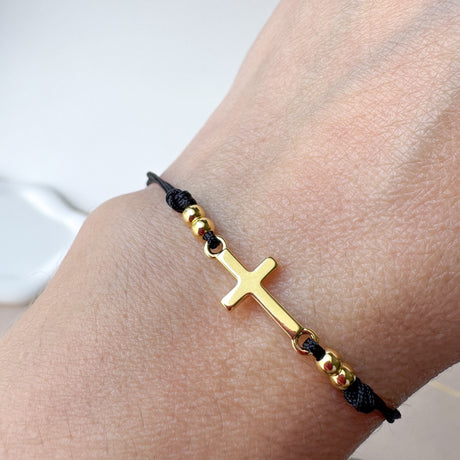 Cross Black Thread Bracelet