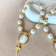 Mother of Pearls Medals Pearls Bracelet