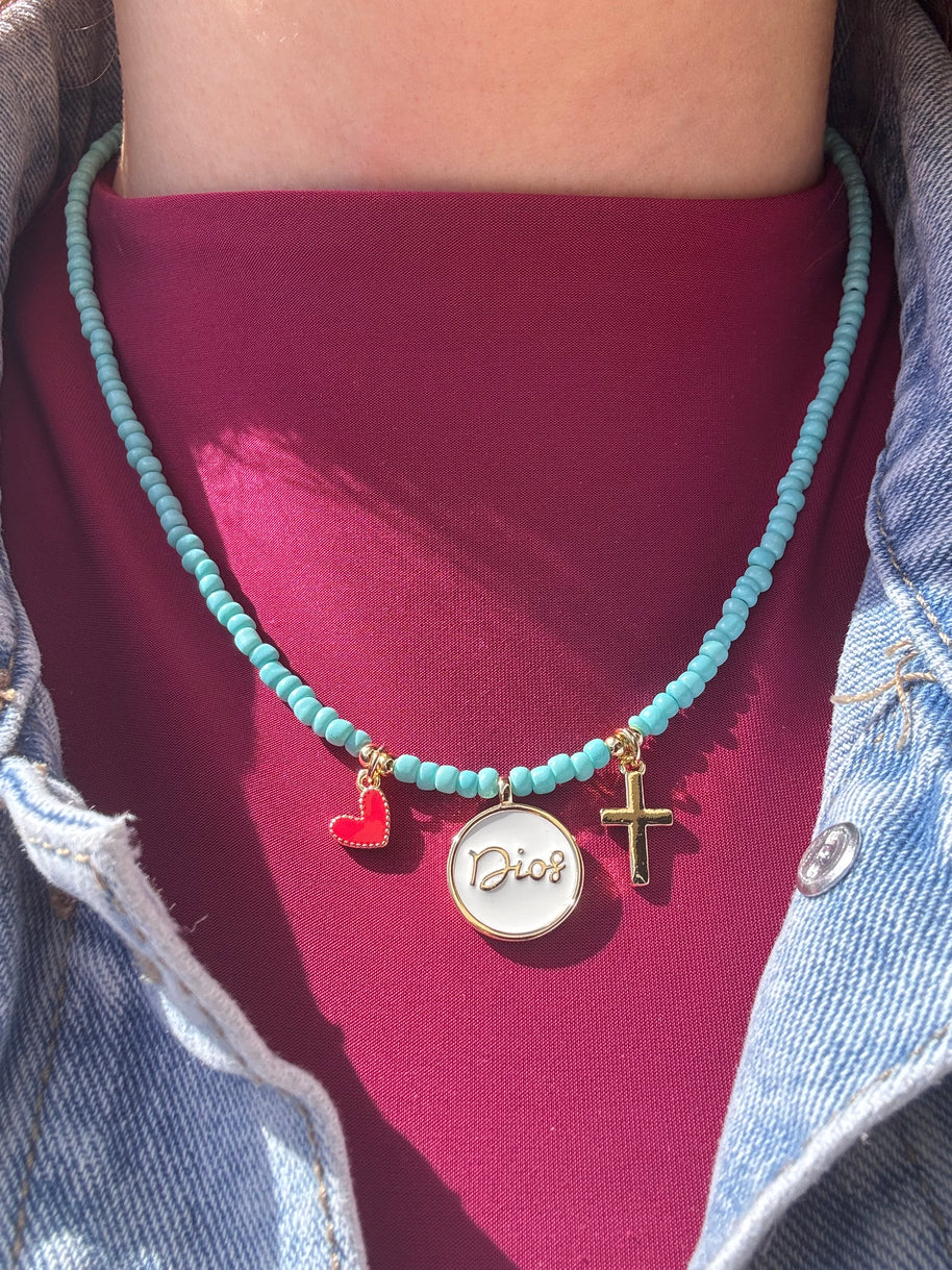 God Charms Turquoise Necklace