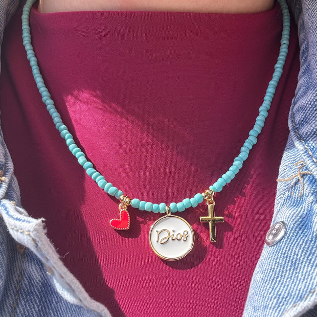 God Charms Turquoise Necklace