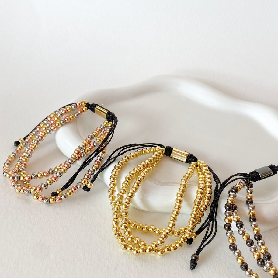 3 Layers 3 gold Balin Adjustable Bracelet