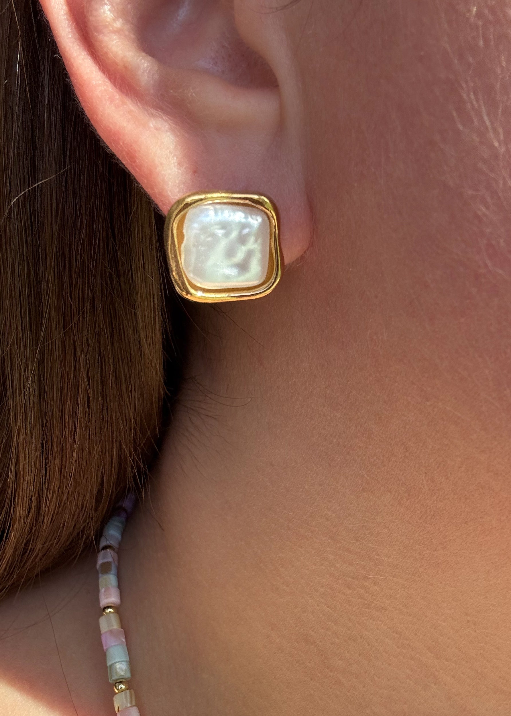 Square Mother Of Pearl Earrings