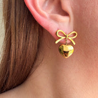 Bow Heart Style Steel Earrings