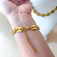 Golden Steel Coffee Grain Big Bracelet & Necklace
