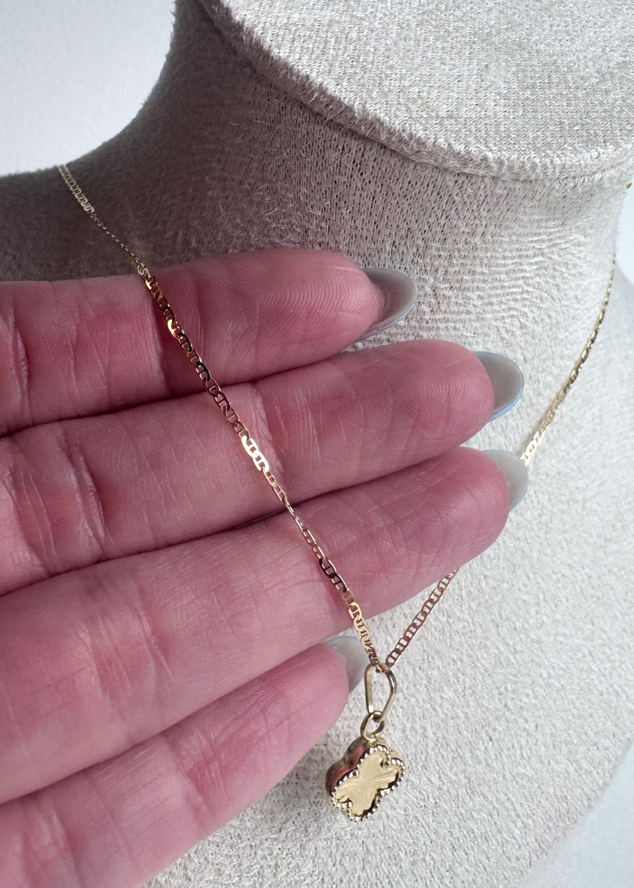 Golden Clover Mirror Style Chain or Charm - 18K Solid Gold