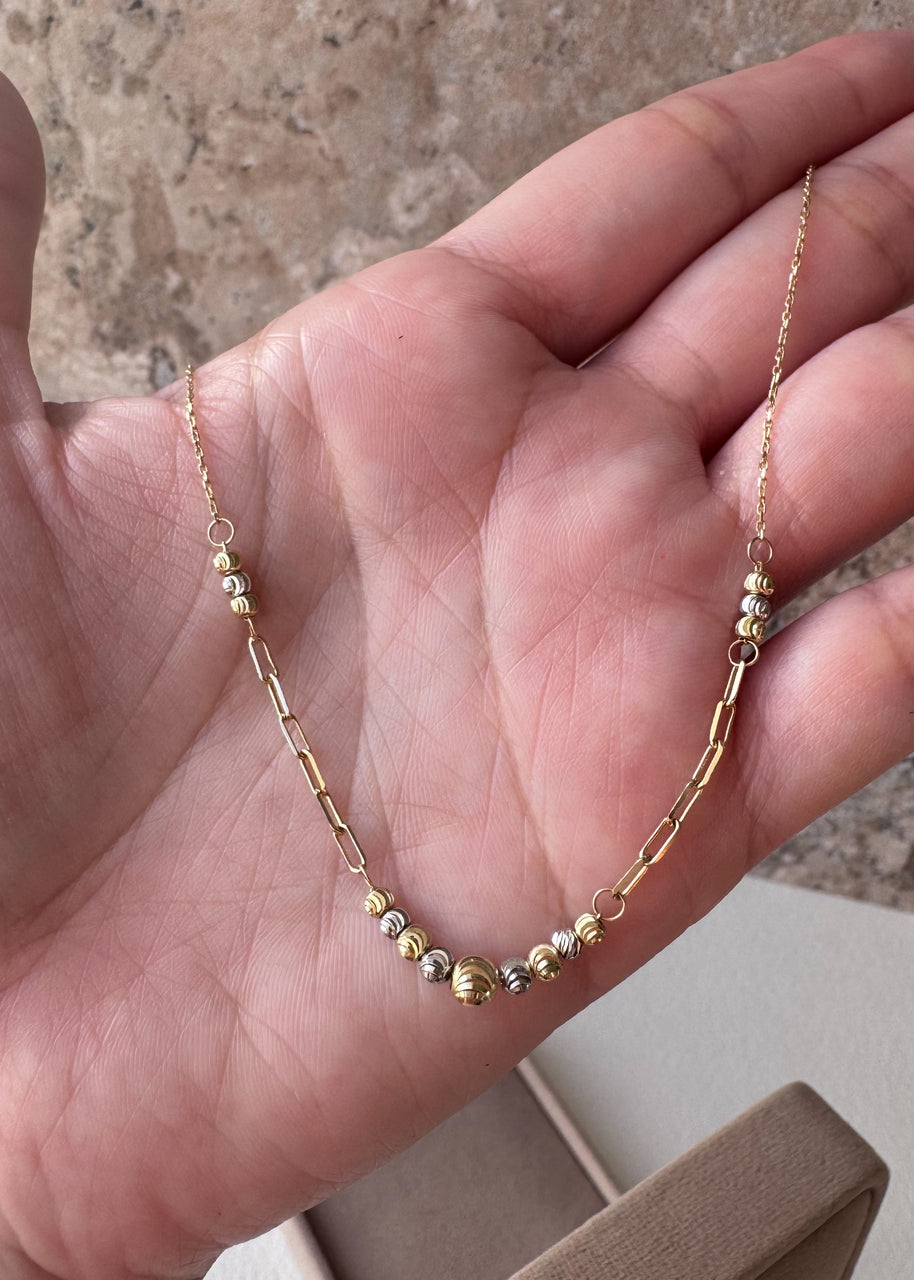 Silver & Gold Chain Italy 14k Solid Gold Necklace