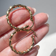 Spiral 14K Solid Gold Medium Hoops
