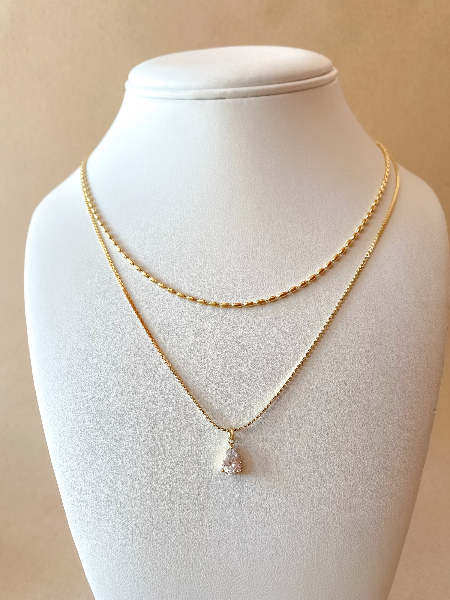 Double Golden Crystal Steel Necklace