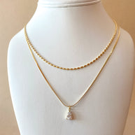 Double Golden Crystal Steel Necklace