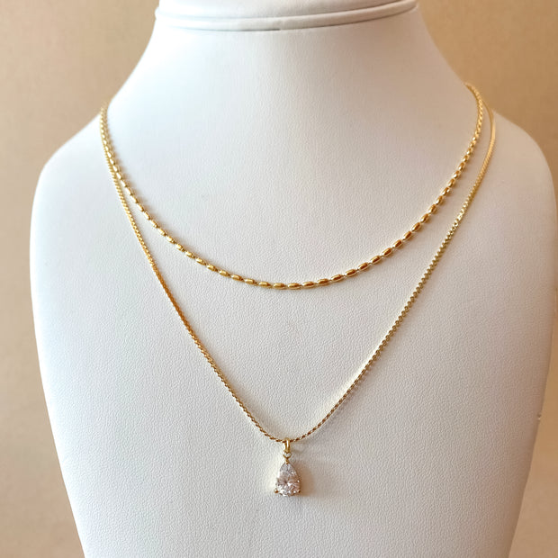 Double Golden Crystal Steel Necklace