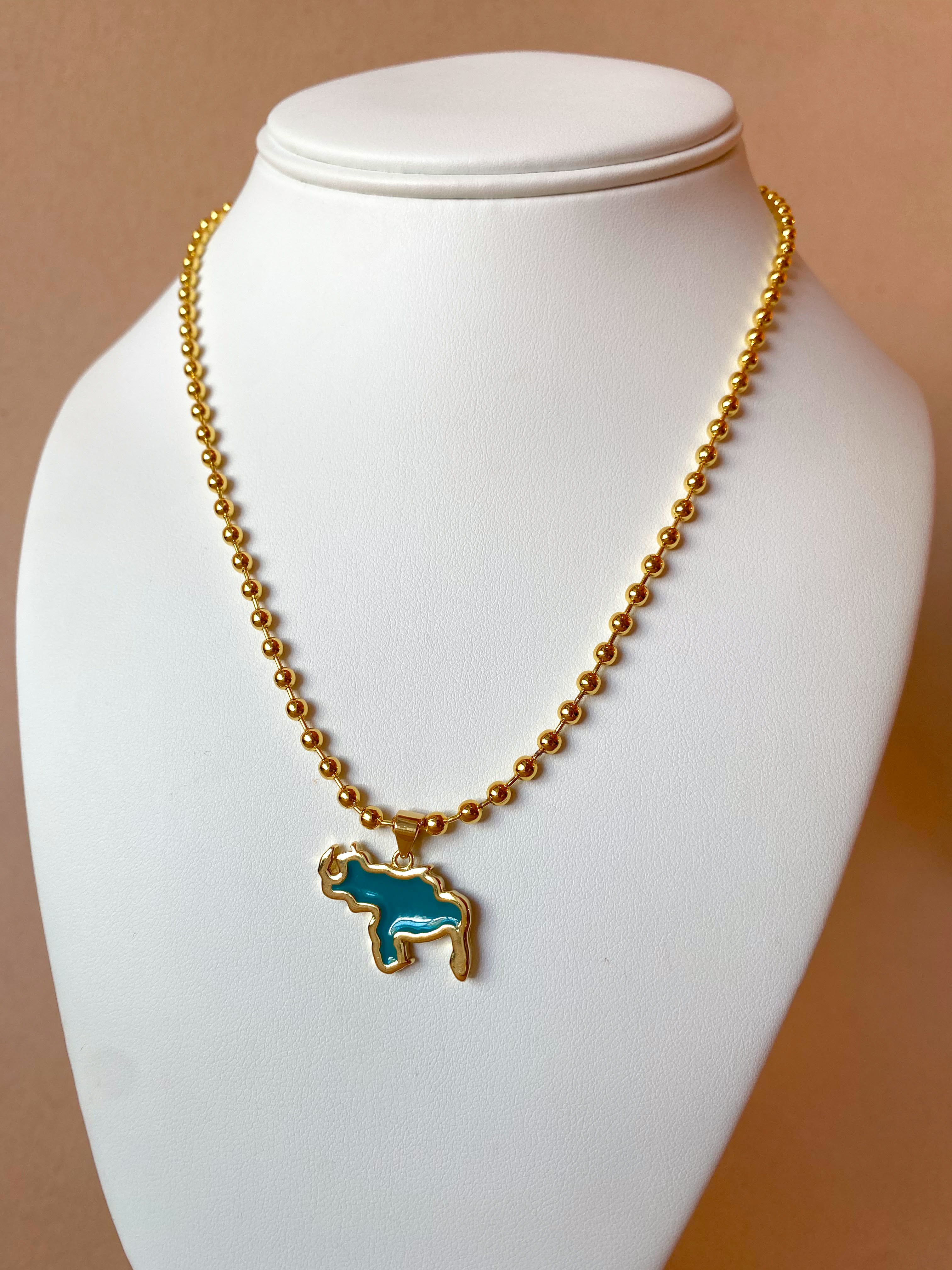 Blue Venezuela Map Necklace