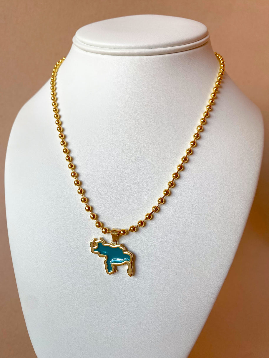Blue Venezuela Map Necklace