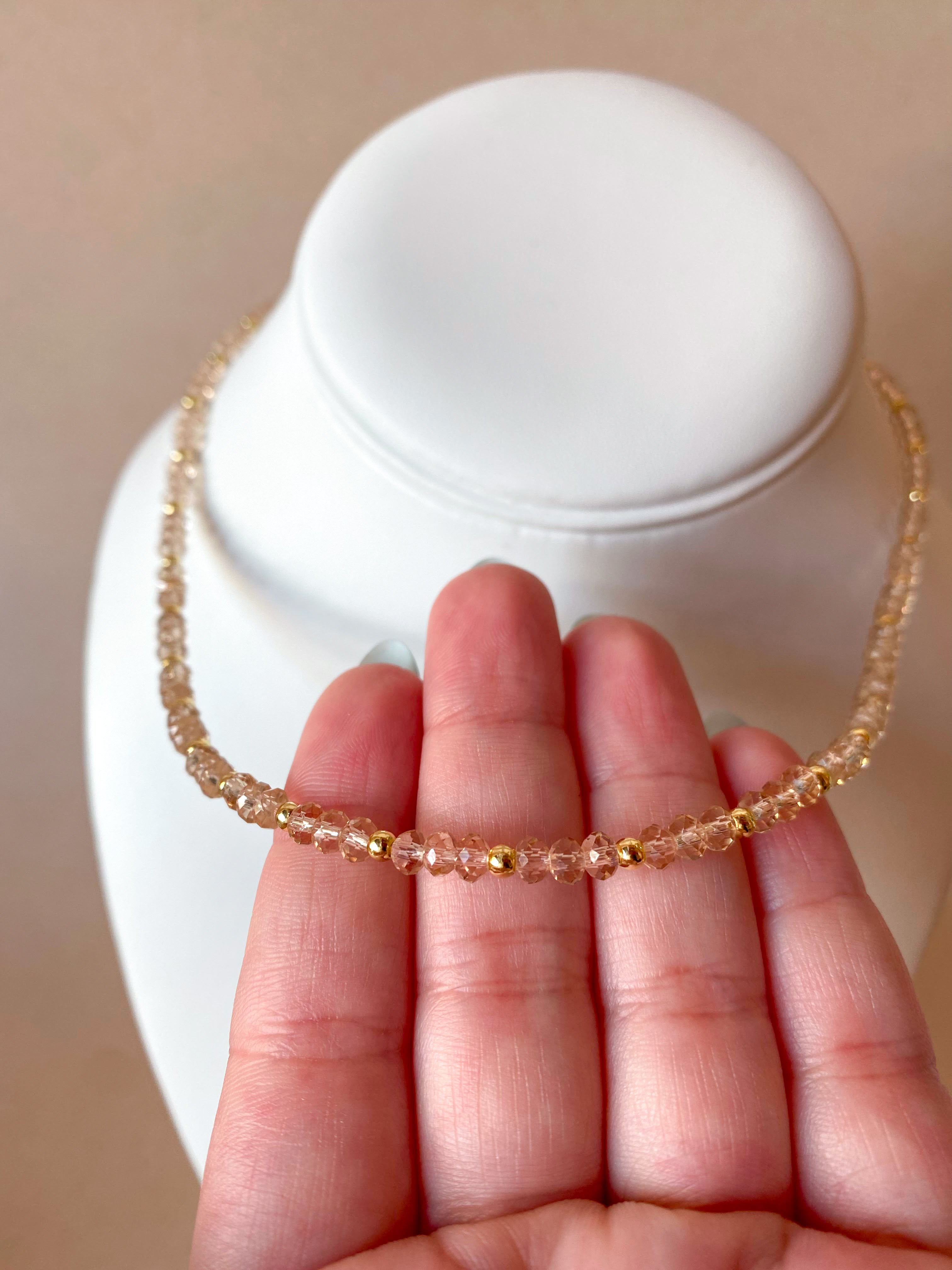 Light Brown Crystals Plain Necklace